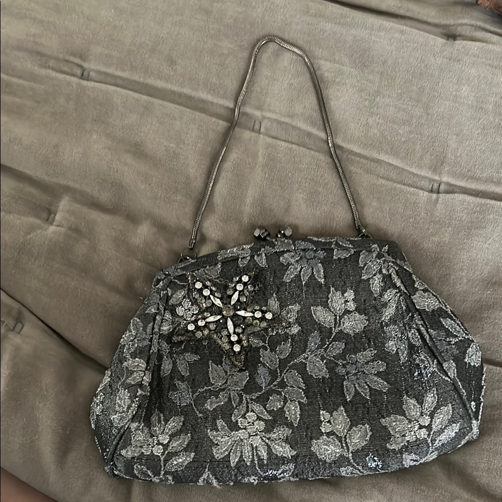 Elegant Floral Lace Gray Handbag by MooRoo